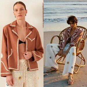 NWT Alix Of Bohemia Western Clove Ric Rac Long Sleeve Jacket Brown Size: Small